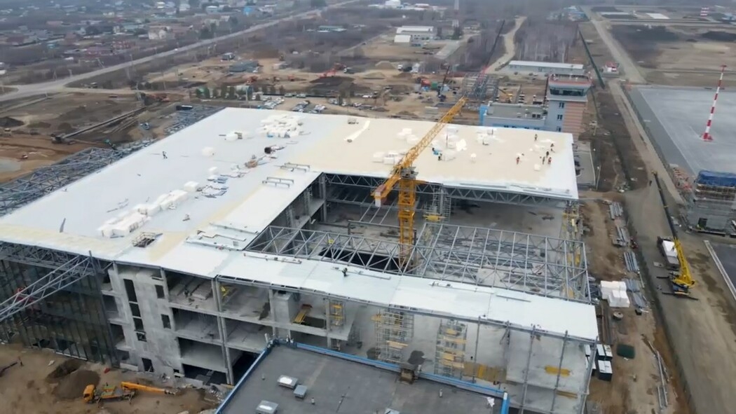 Строительство терминала аэропорта. В Благовещенске идет строительство нового пассажирского терминала.